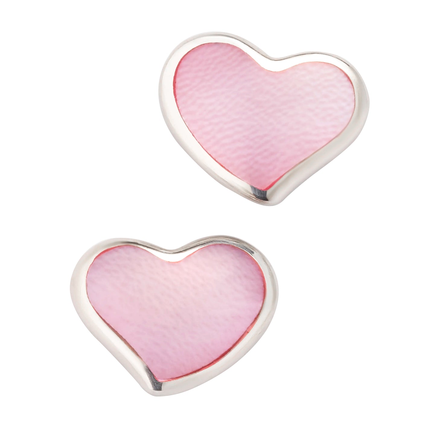 Sterling Silver Gemstone Inlay Heart Stud Earrings