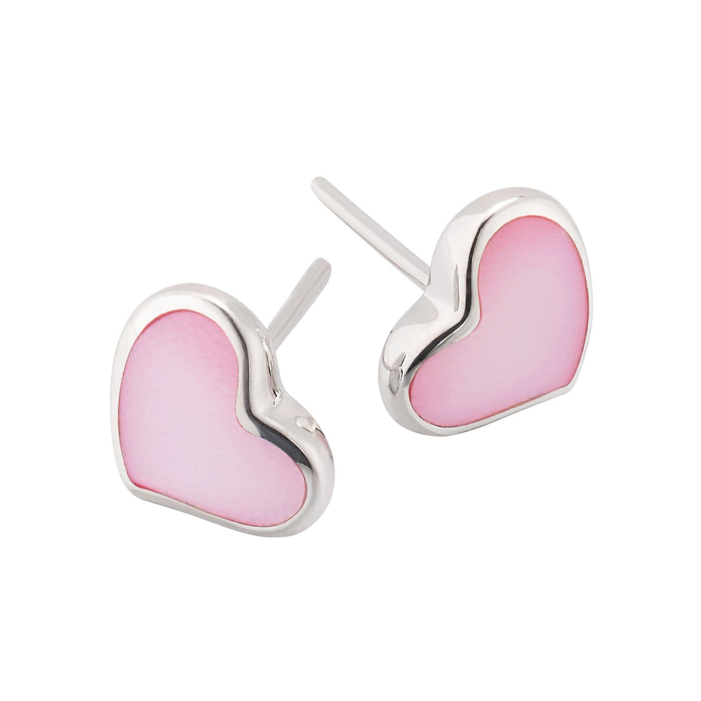 Sterling Silver Gemstone Inlay Heart Stud Earrings