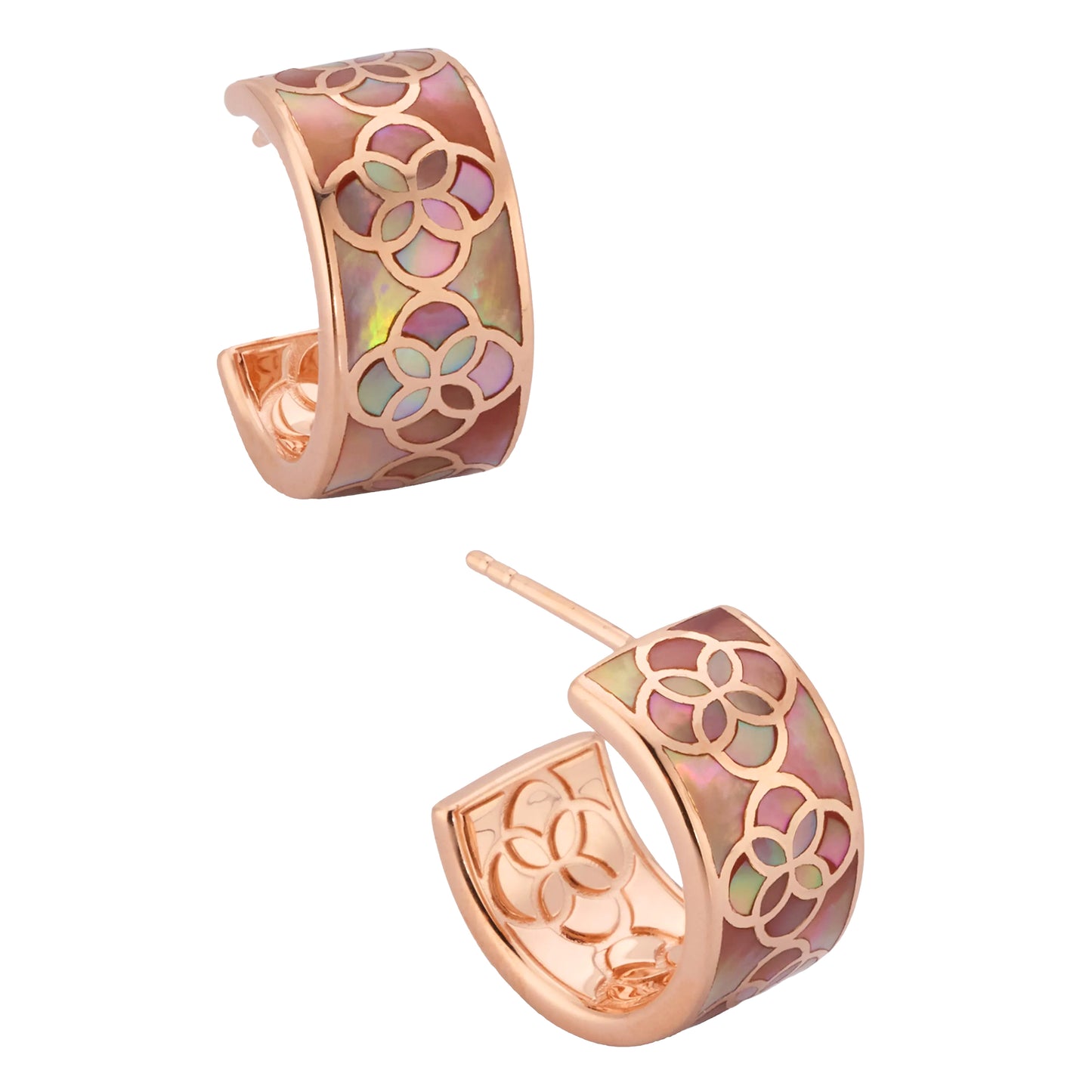 Petal Mother of Pearl Sterling Silver Huggie Earrings with 18k Vermeil