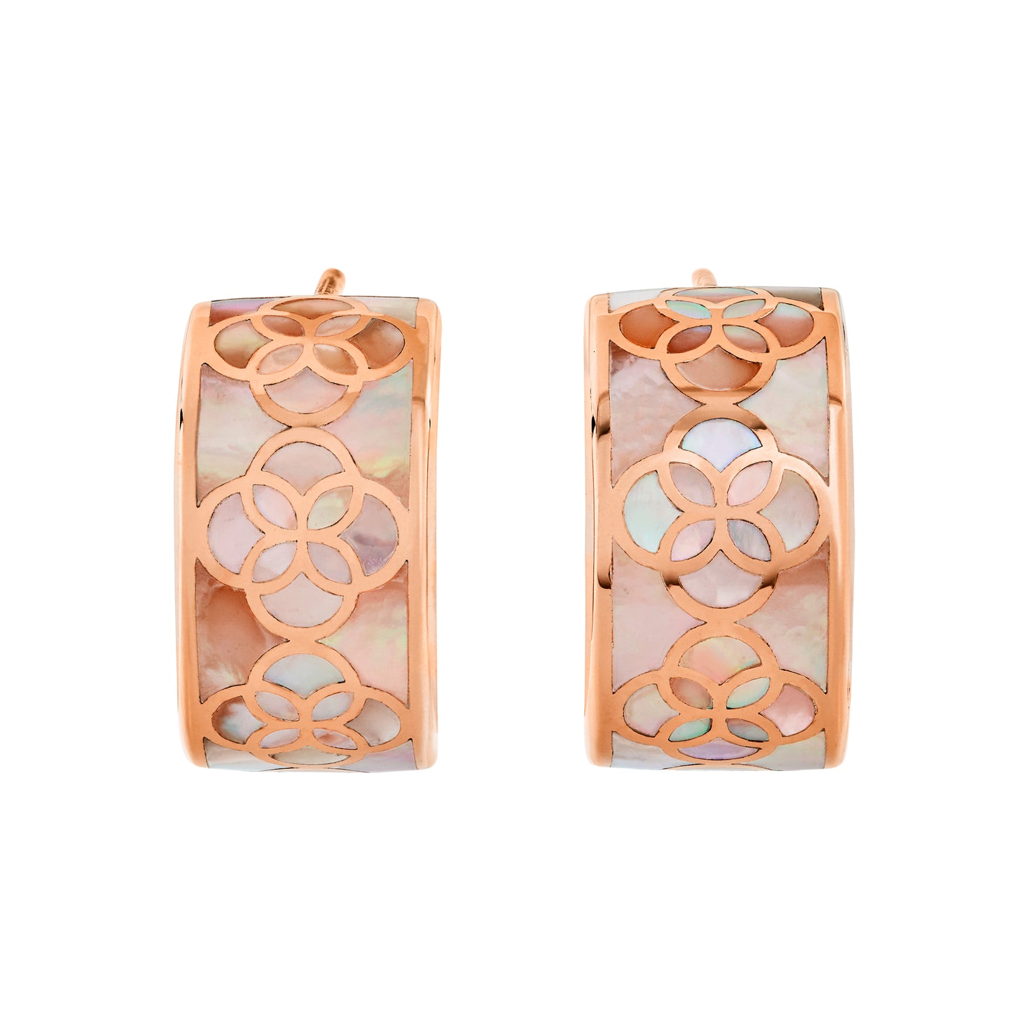 Petal Mother of Pearl Sterling Silver Huggie Earrings with 18k Vermeil