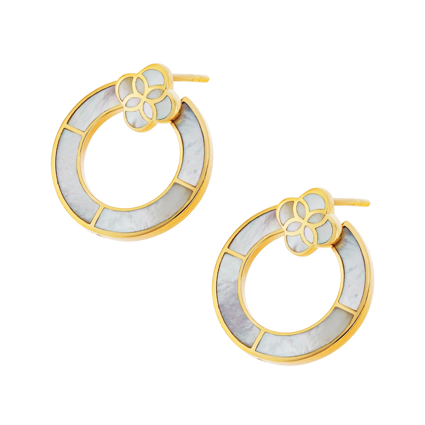 Petal Hoop Mother-of-Pearl Sterling Silver Post Earrings with 18k Vermeil