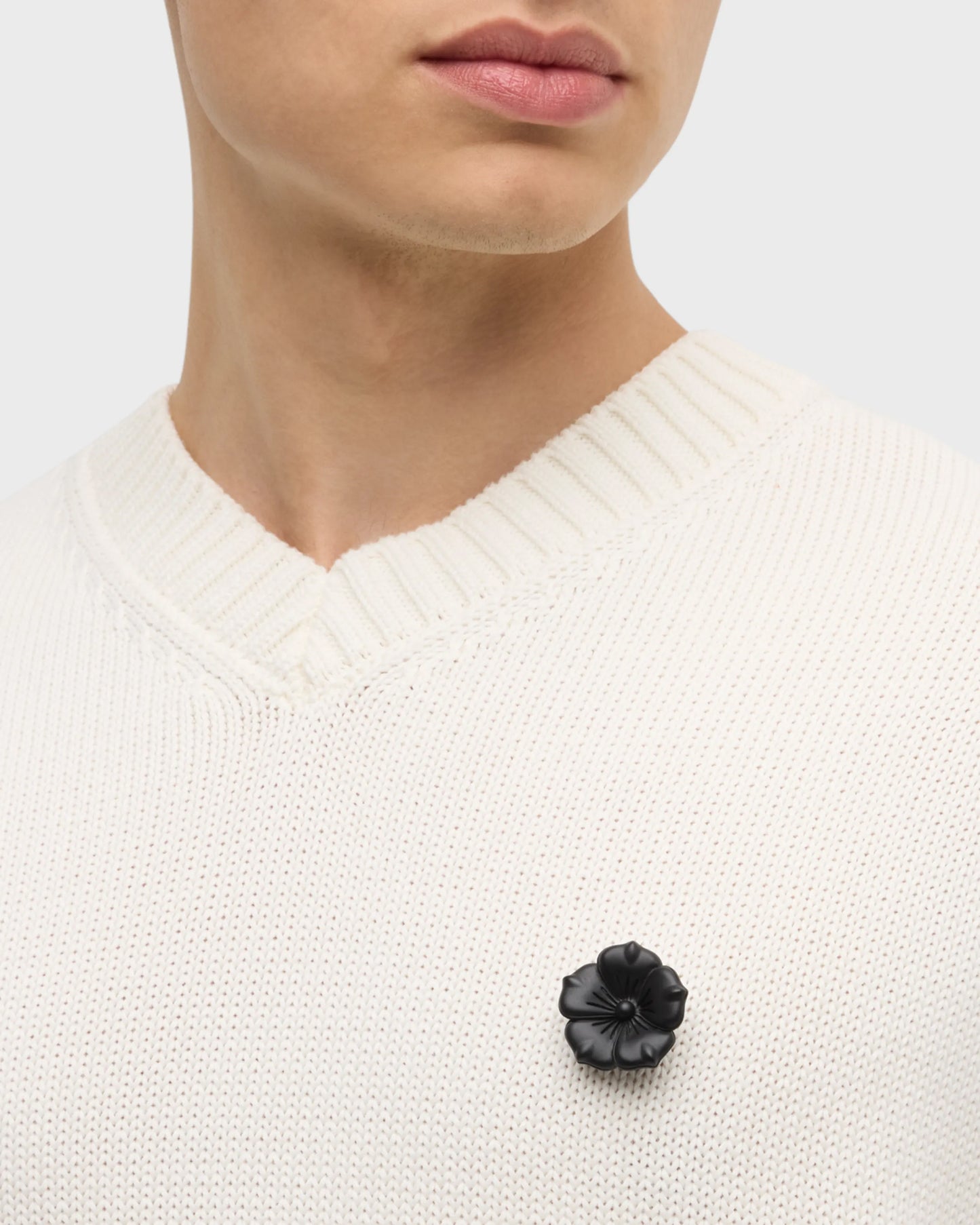 Black Flower Lapel Pin