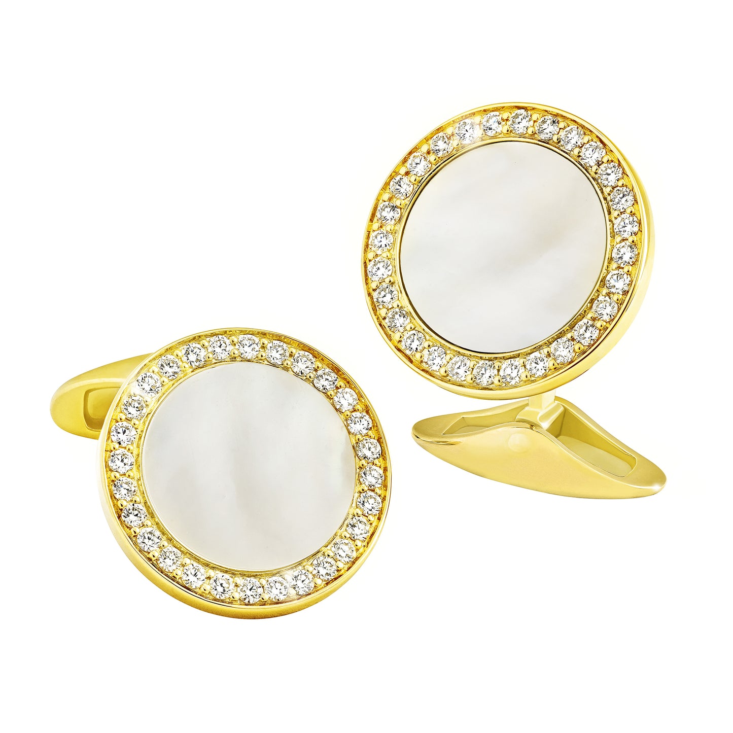 Mother of Pearl & Diamond 18k Gold Cufflinks