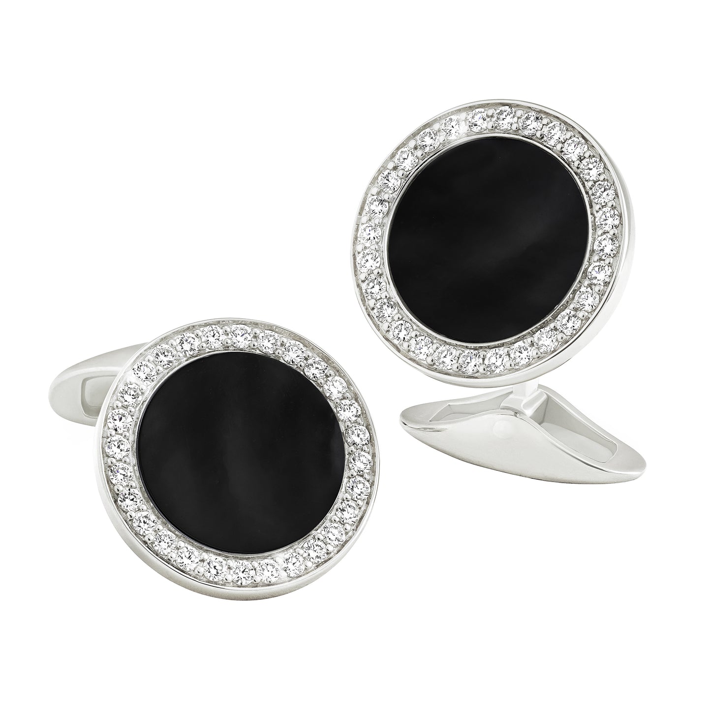 Black Onyx & Diamond 18k White Gold Cufflinks