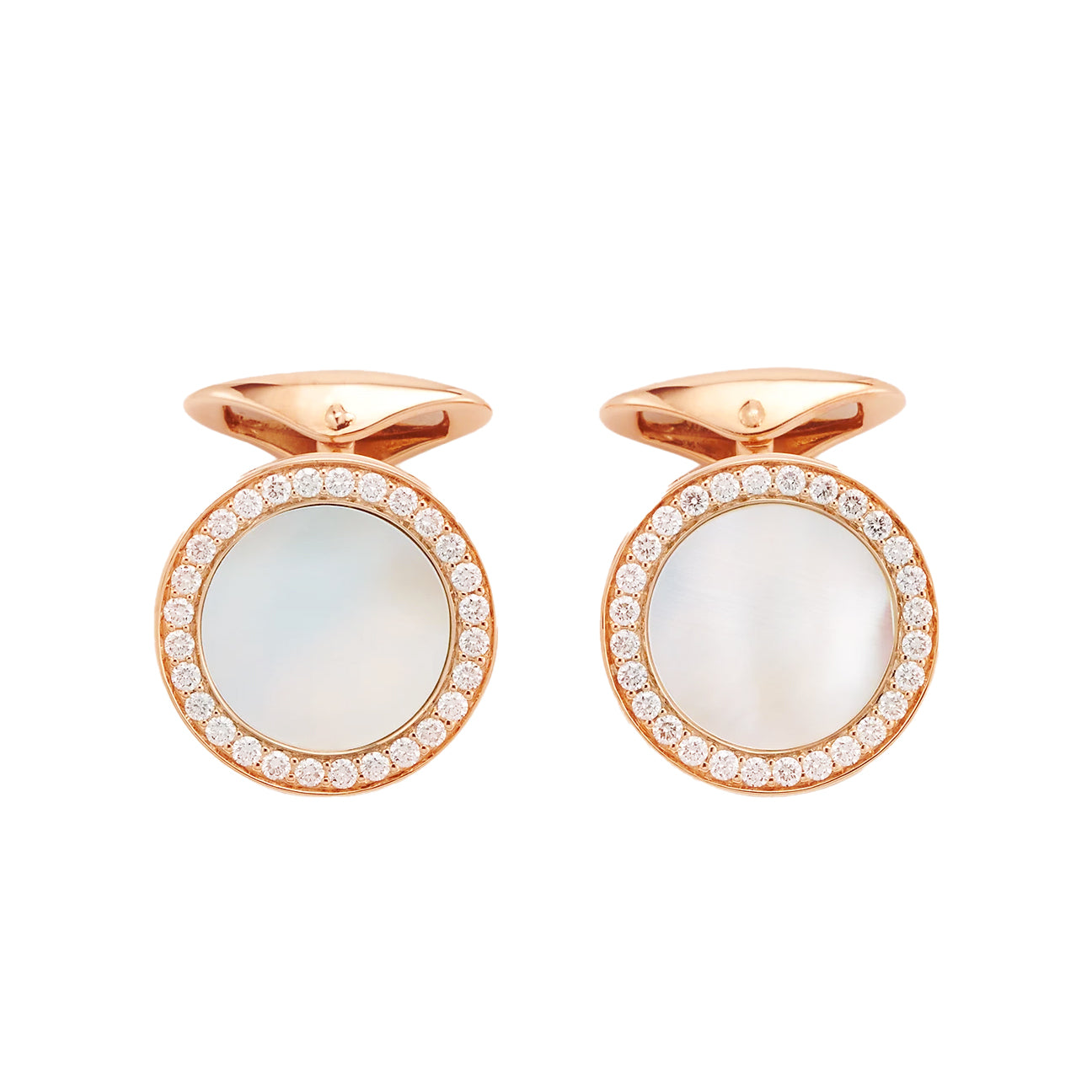 Mother of Pearl & Diamond 18K Rose Gold Cufflinks