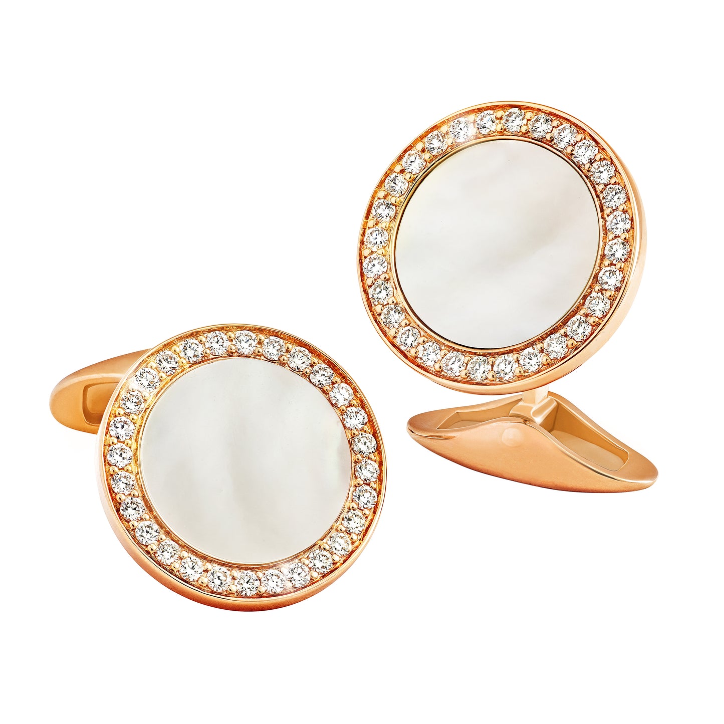 Mother of Pearl & Diamond 18K Rose Gold Cufflinks