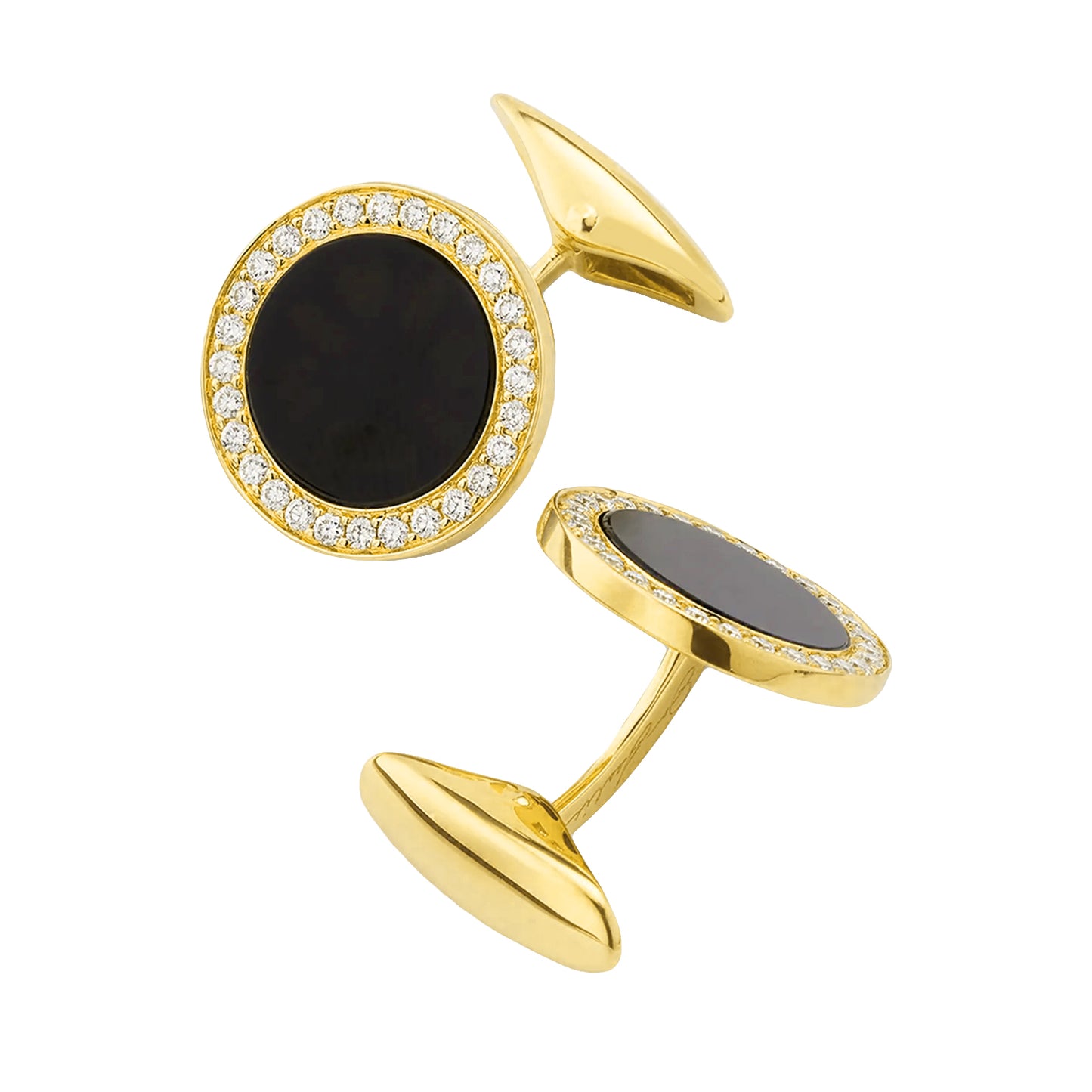 Black Onyx & Diamond 18K Gold Cufflinks