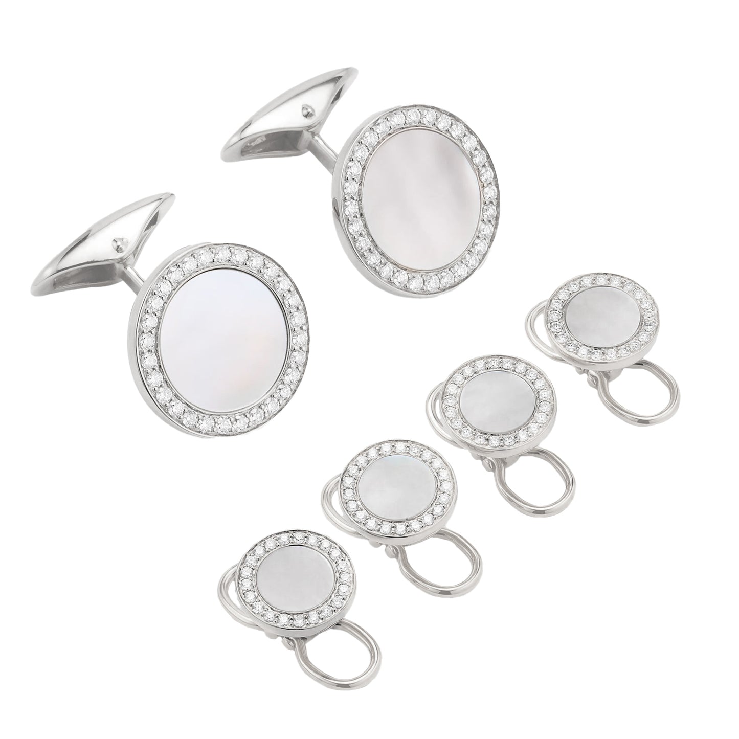 Mother of Pearl & Diamond 18K White Gold Tuxedo Set