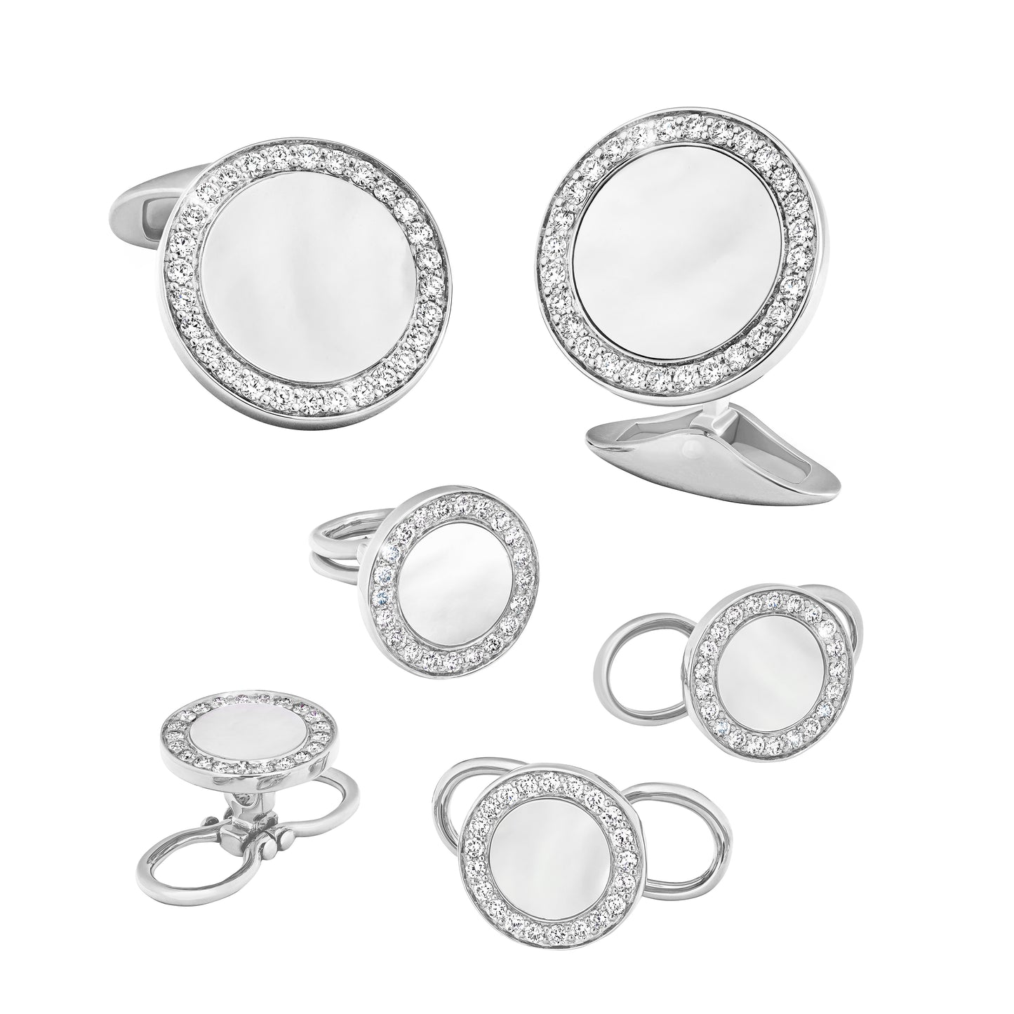 Mother of Pearl & Diamond 18K White Gold Tuxedo Set