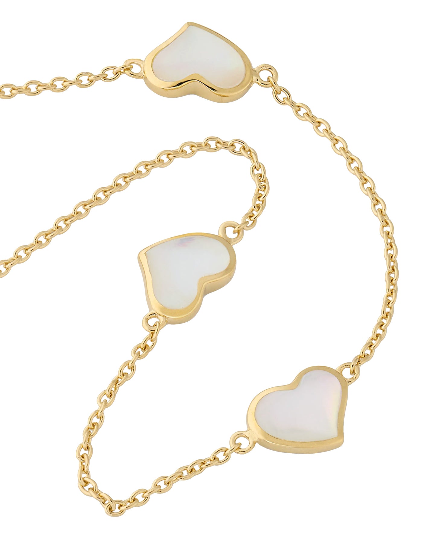 Gemstone 3 Station Heart Necklace in Sterling Silver with 18k Vermeil