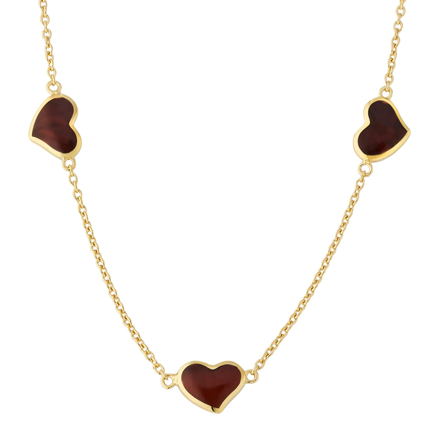 Gemstone 3 Station Heart Necklace in Sterling Silver with 18k Vermeil