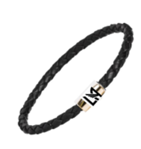 Custom Magnetic-5 Woven Black Leather Bracelet I Jan Leslie