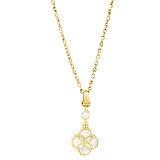 Petal Mother of Pearl Sterling Pendant Necklace with 18k Vermeil