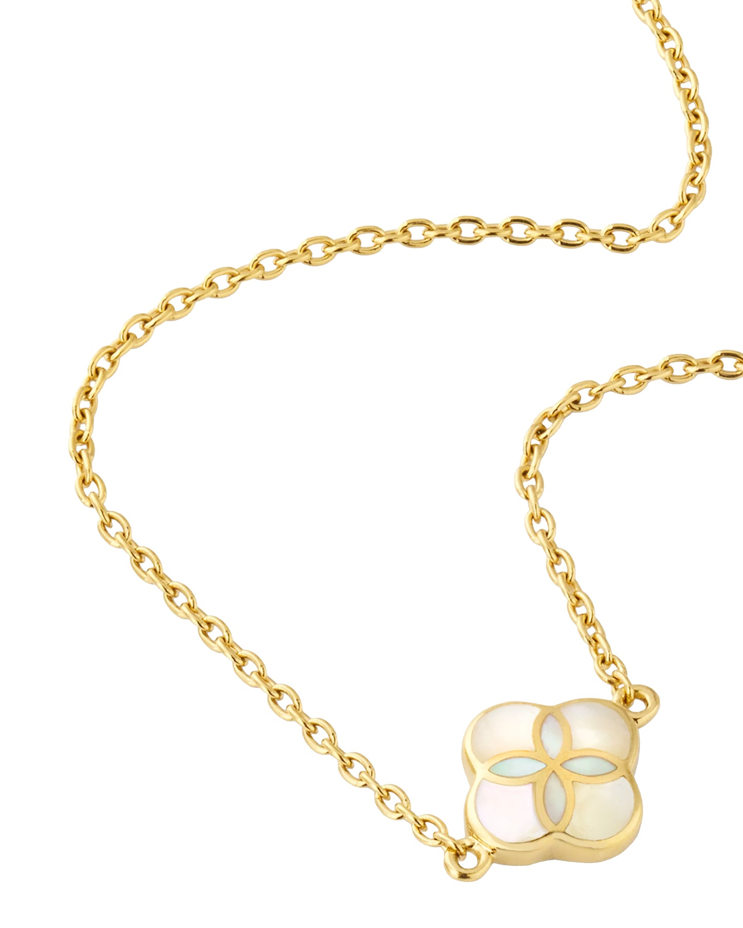 Gemstone Petal Necklace in Sterling Silver with 18k Vermeil