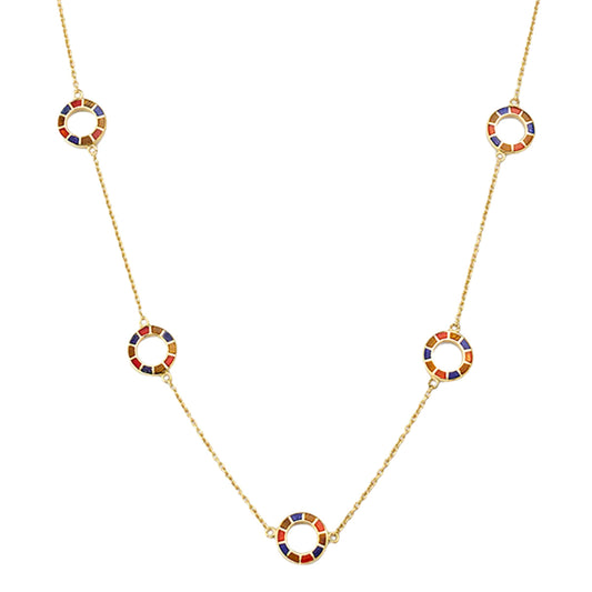 Dash Circle Five Station Gold Vermeil Sterling Necklace