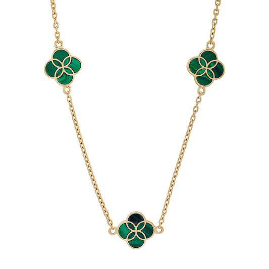 Gemstone Petal 3 Station Necklace in Sterling Silver with 18k Vermeil