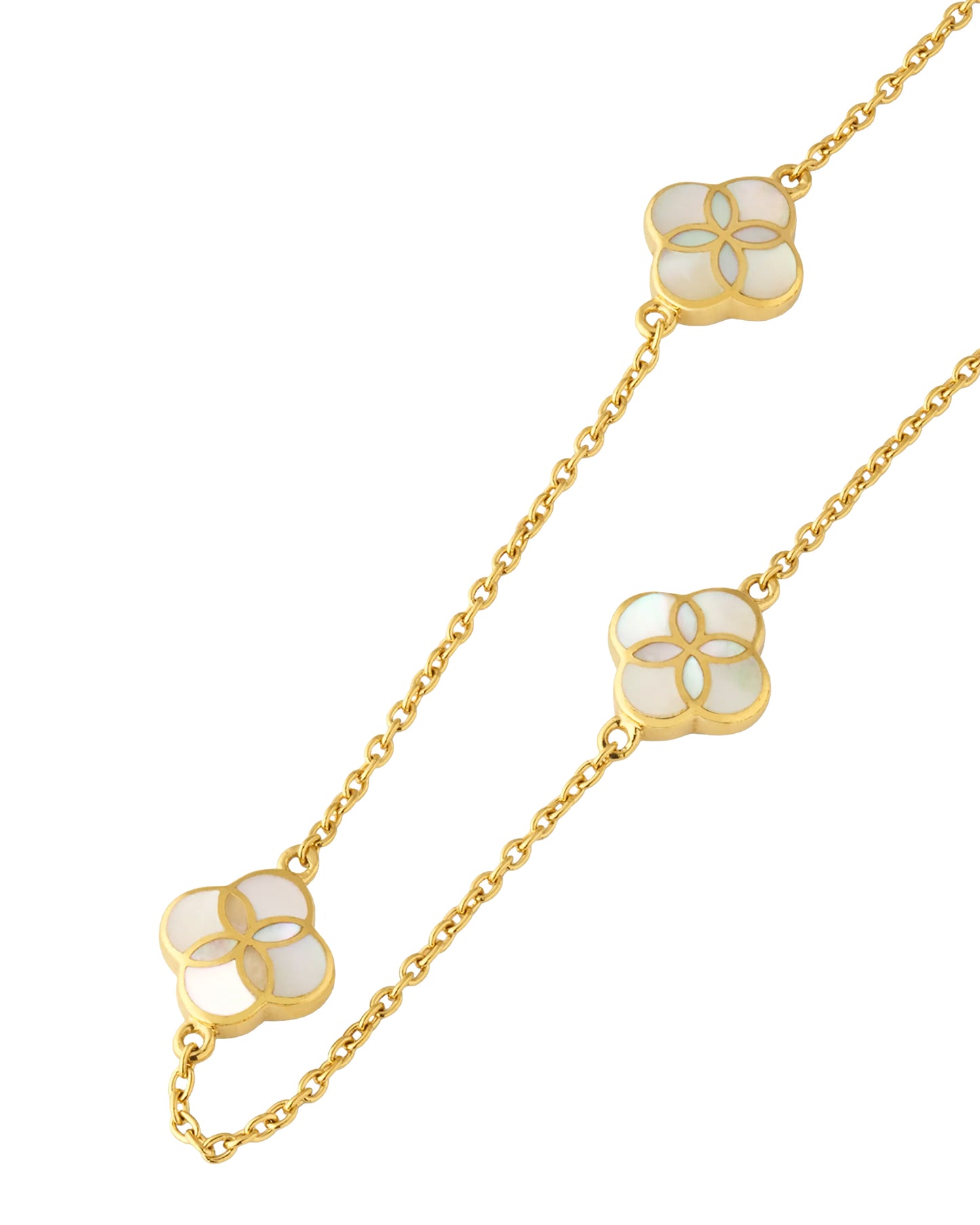 Gemstone Petal 3 Station Necklace in Sterling Silver with 18k Vermeil