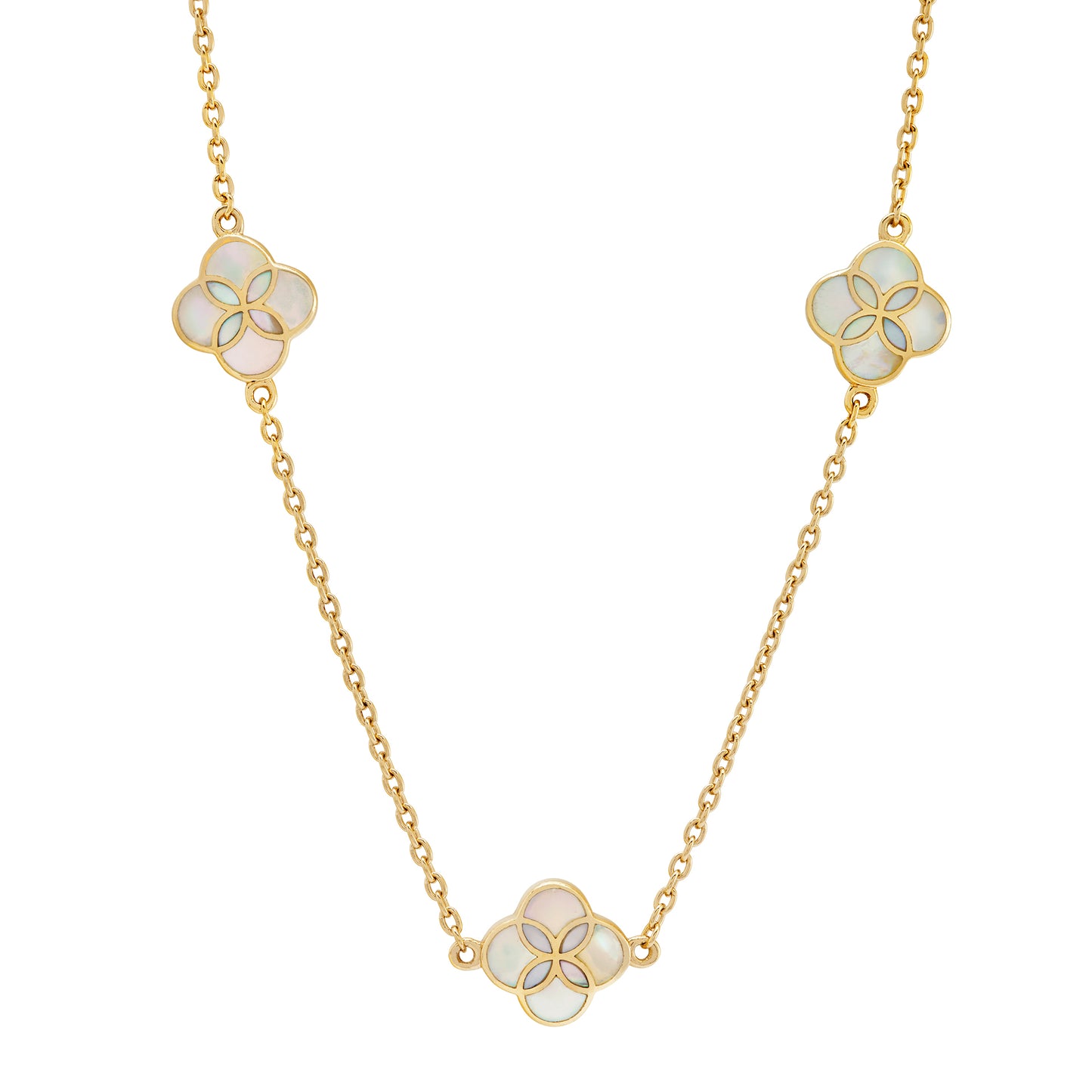 Gemstone Petal 3 Station Necklace in Sterling Silver with 18k Vermeil