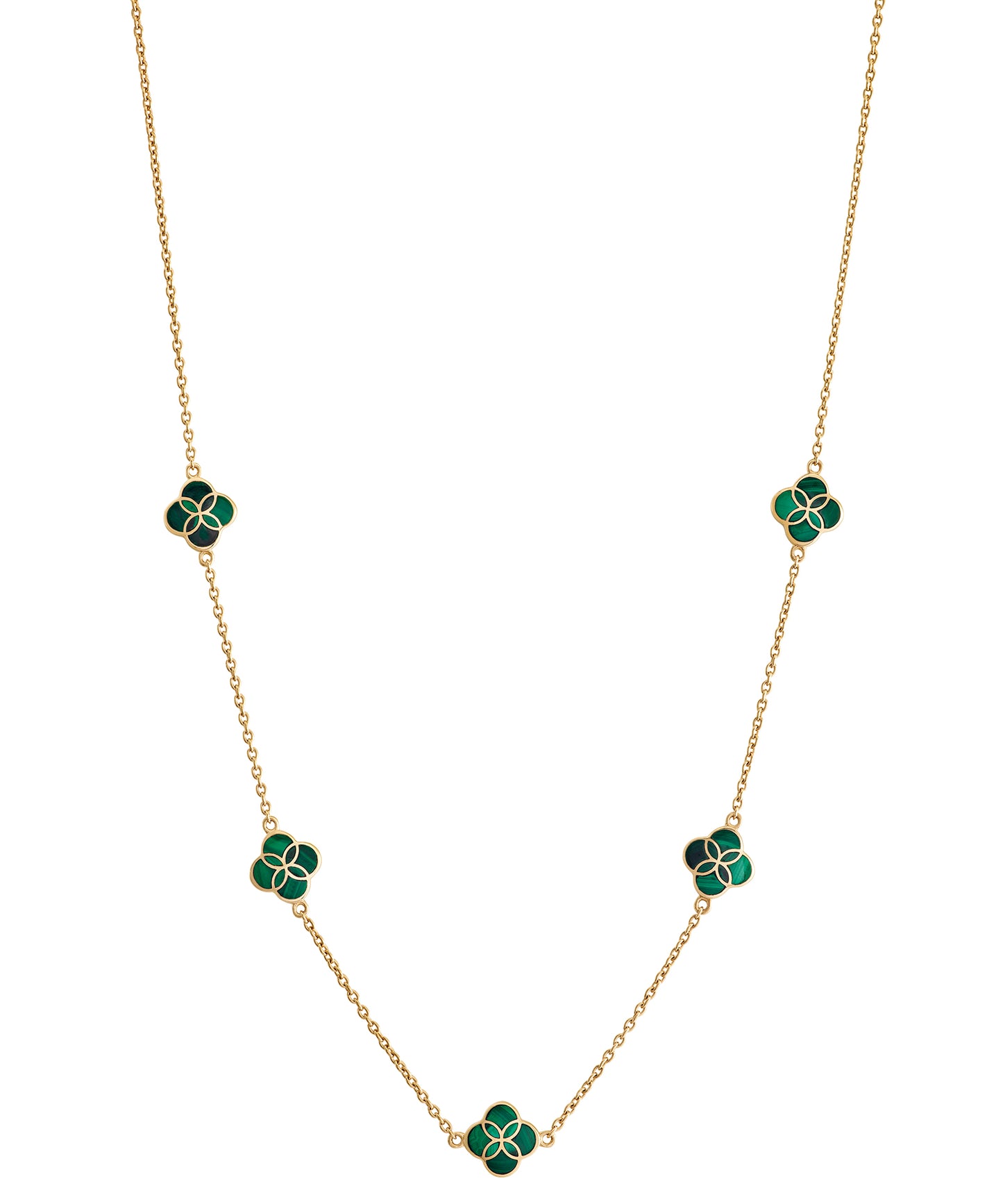 Gemstone Petal 5 Station Necklace in Sterling Silver with 18k Vermeil