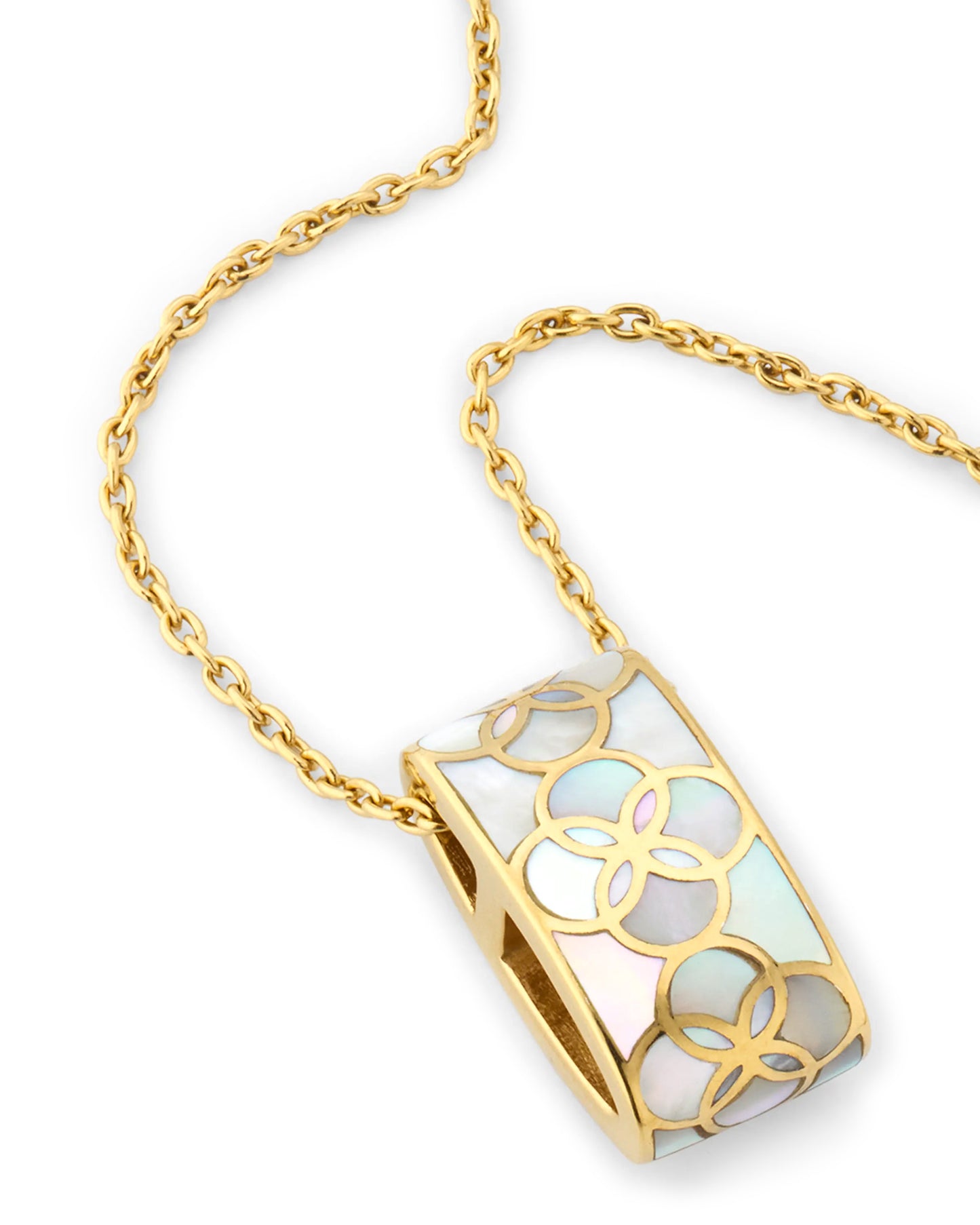 Petal Mother of Pearl Sterling Pendant Necklace with 18k Vermeil