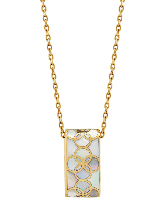 Petal Mother of Pearl Sterling Pendant Necklace with 18k Vermeil