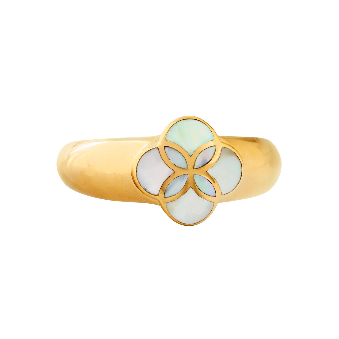 Wide Mother of Pearl Petal Ring with 18k Vermeil