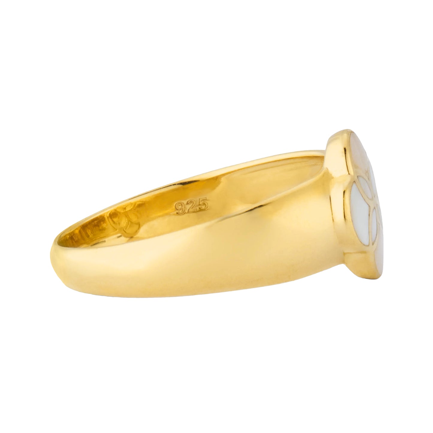 Wide Mother of Pearl Petal Ring with 18k Vermeil