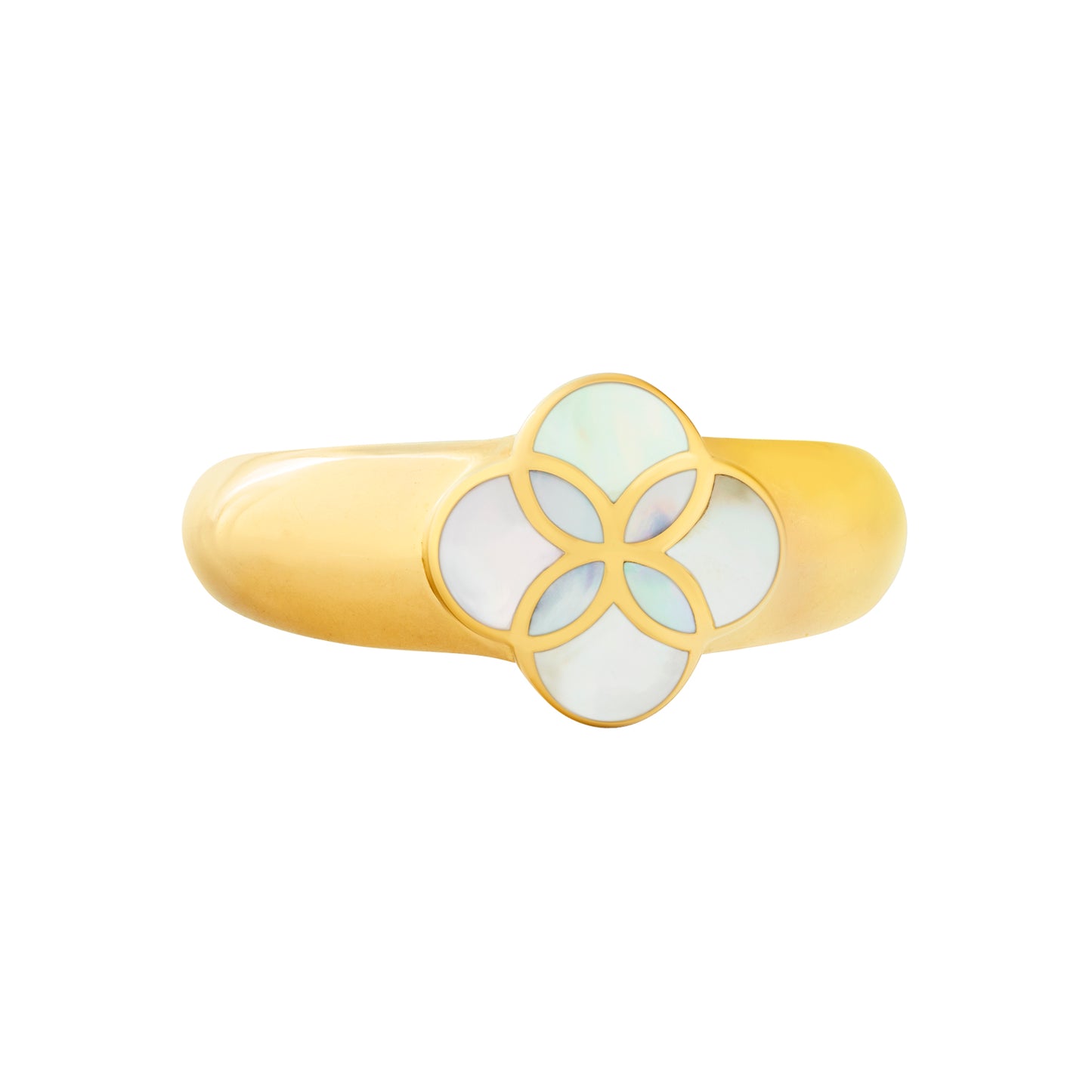 Wide Mother of Pearl Petal Sterling Ring with 18k Vermeil