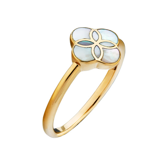 White Mother of Pearl Petal Ring with 18k Vermeil