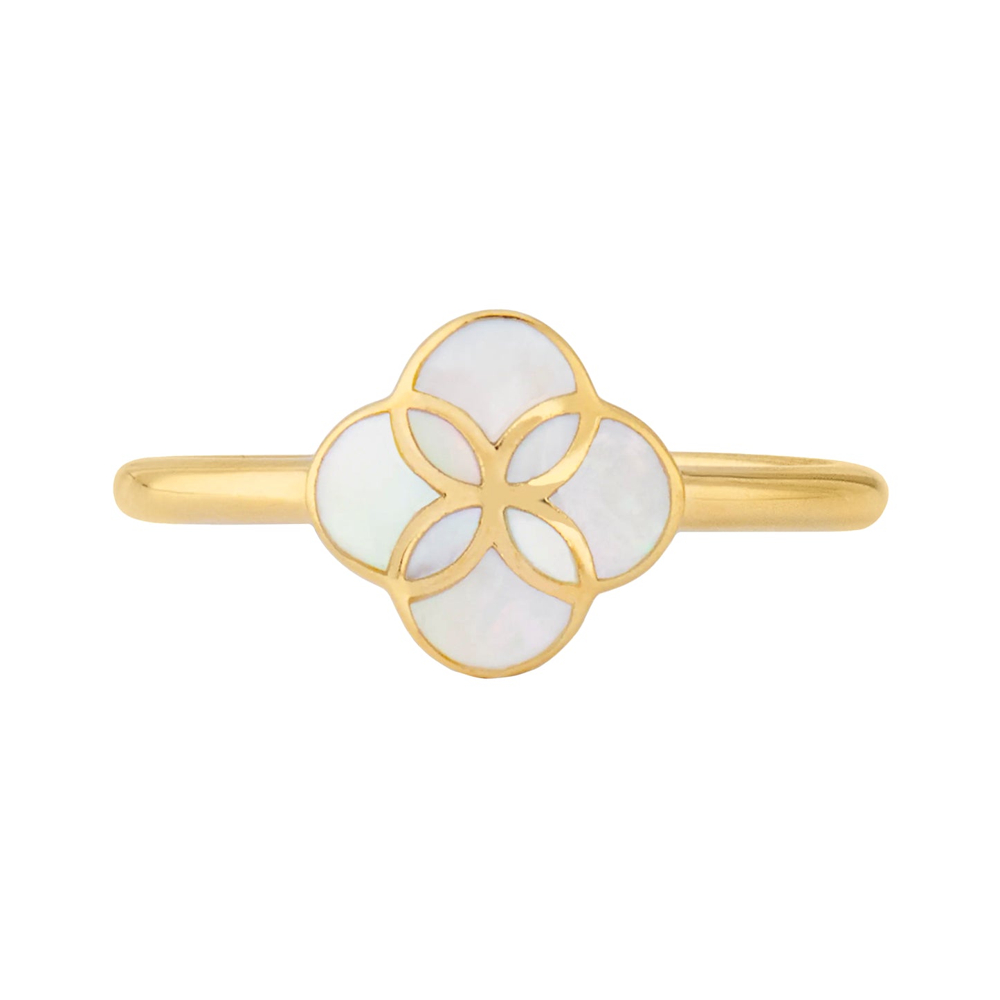 White Mother of Pearl Petal Ring with 18k Vermeil