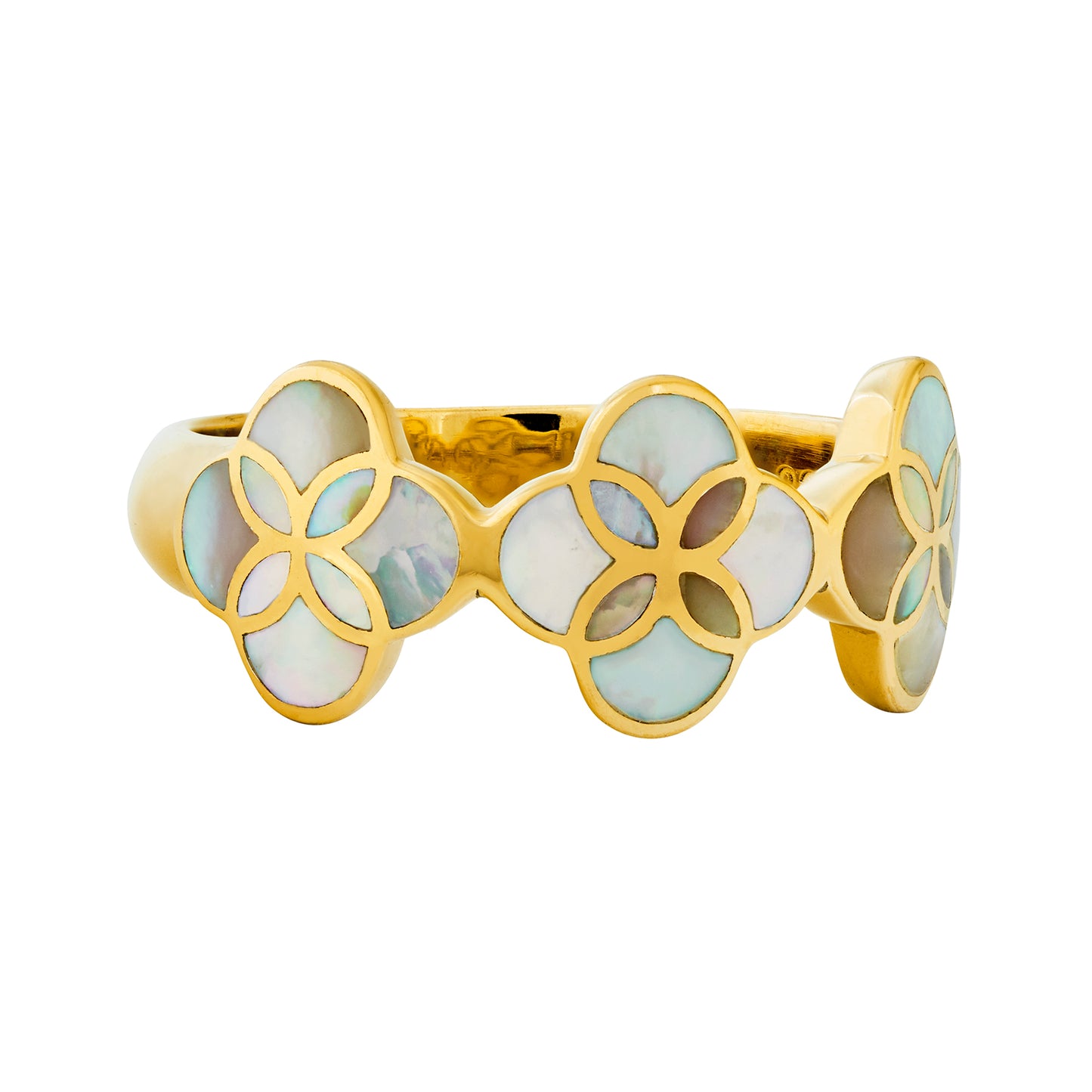 Mother of Pearl Triple Petal Ring with 18k Vermeil