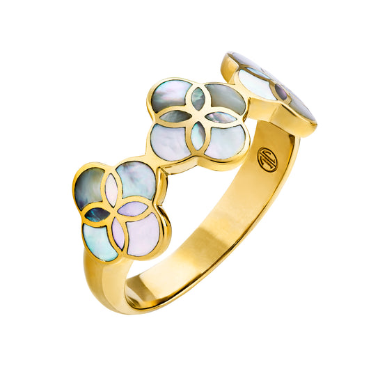 Mother of Pearl Triple Petal Ring with 18k Vermeil