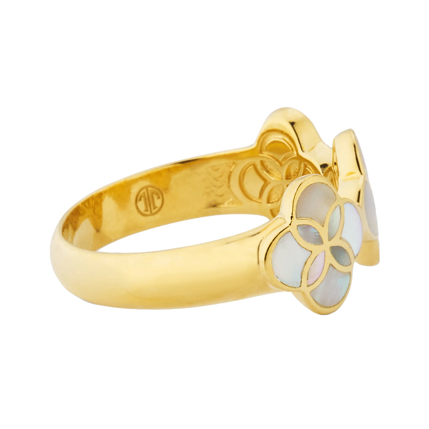 Mother of Pearl Triple Petal Ring with 18k Vermeil