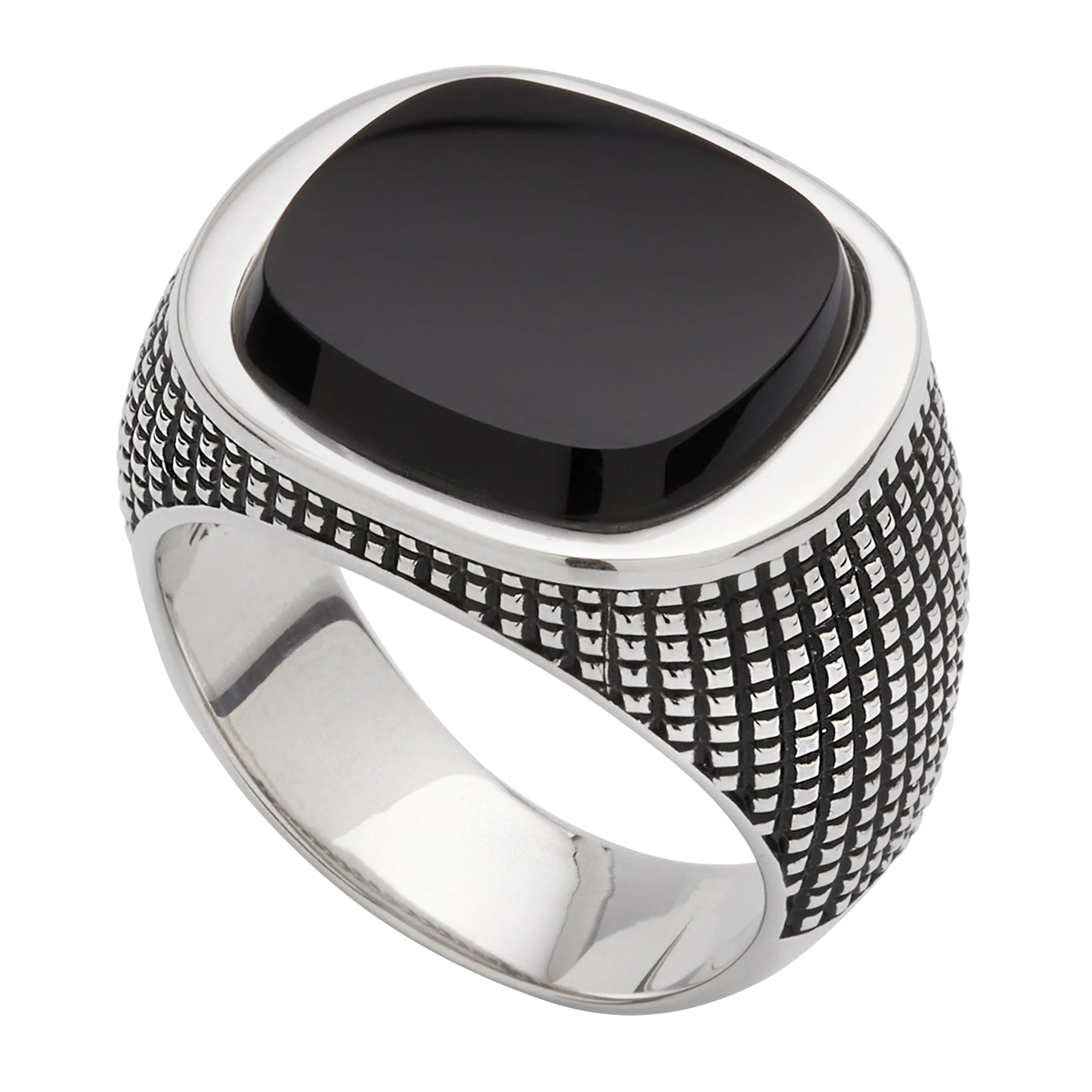 Cross Etched Black Onyx Sterling Silver Ring I Jan Leslie 