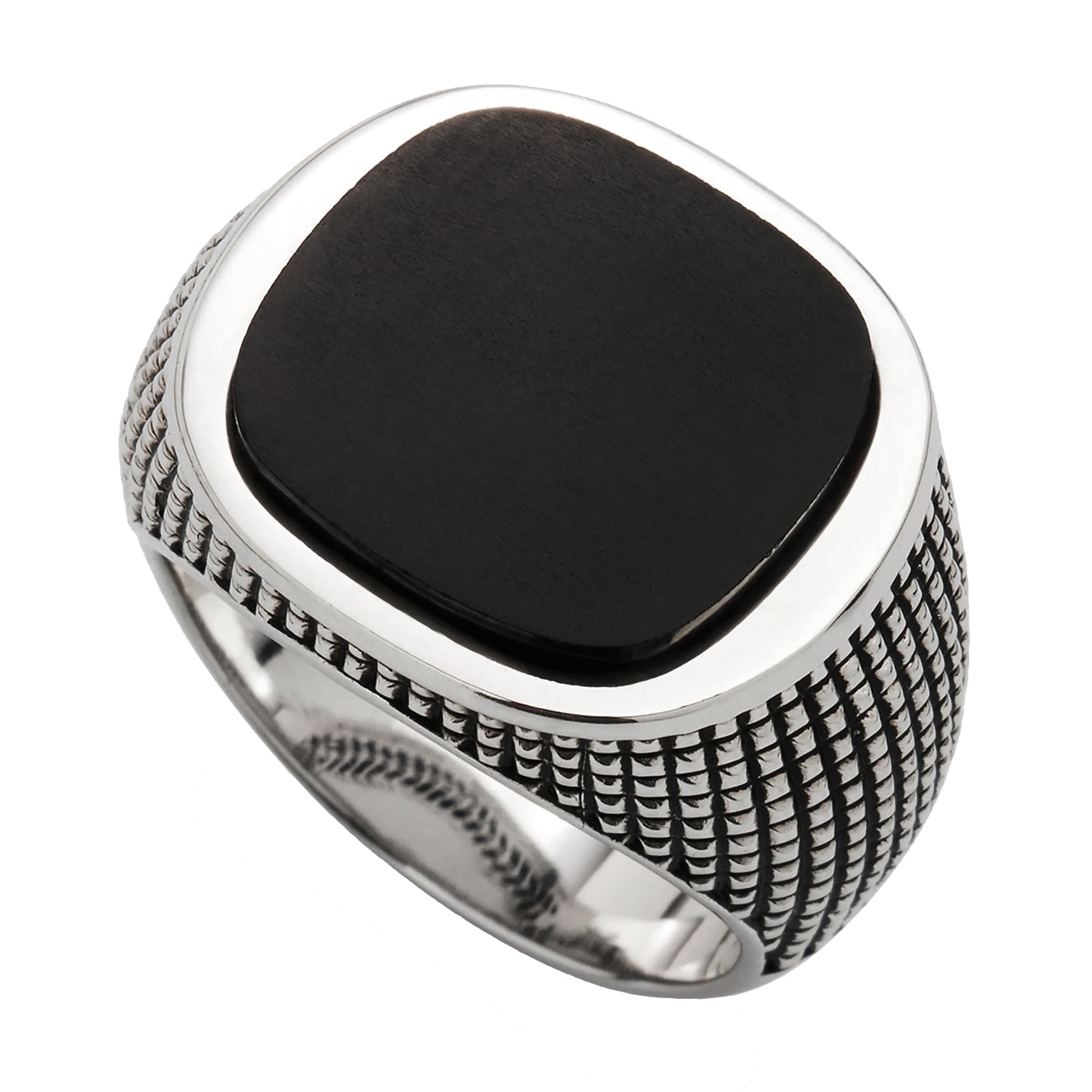 Cross Etched Black Onyx Sterling Silver Ring I Jan Leslie