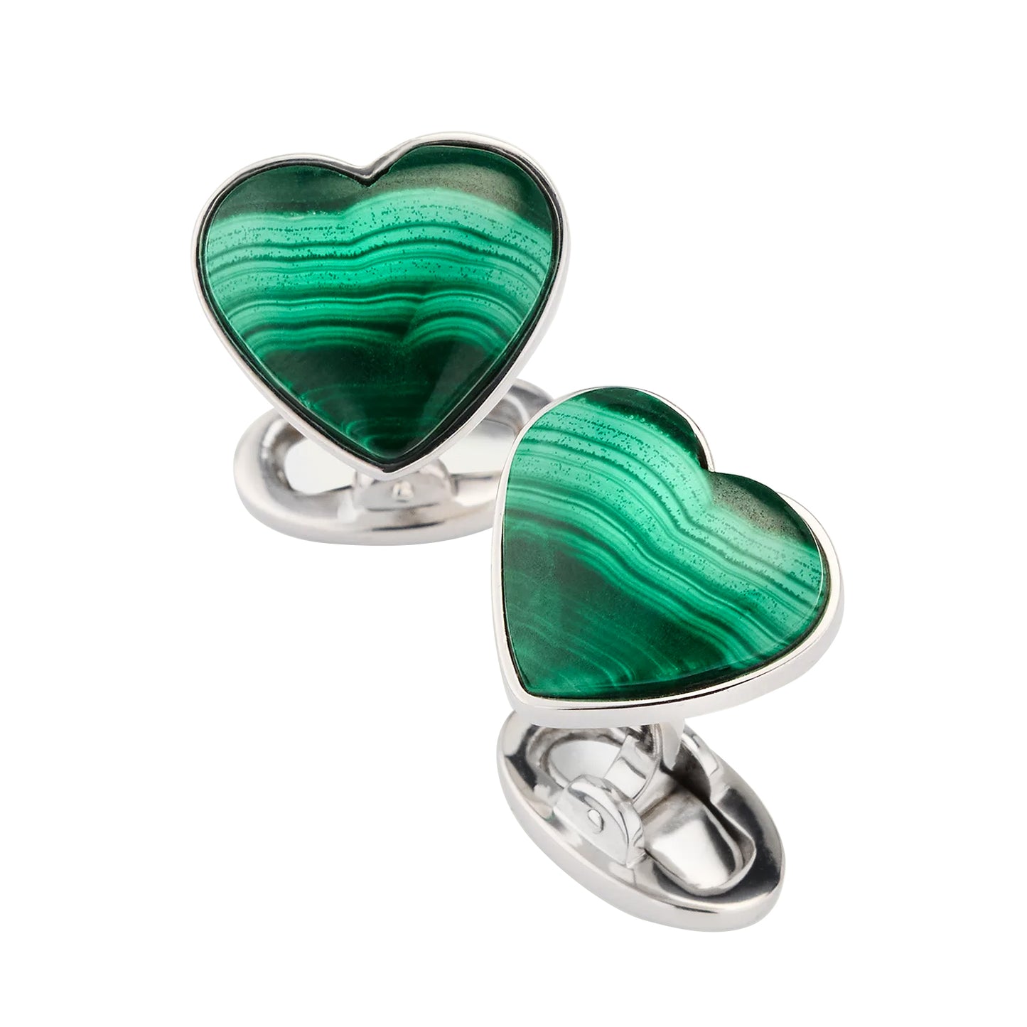 Malachite Heart Sterling Cufflinks