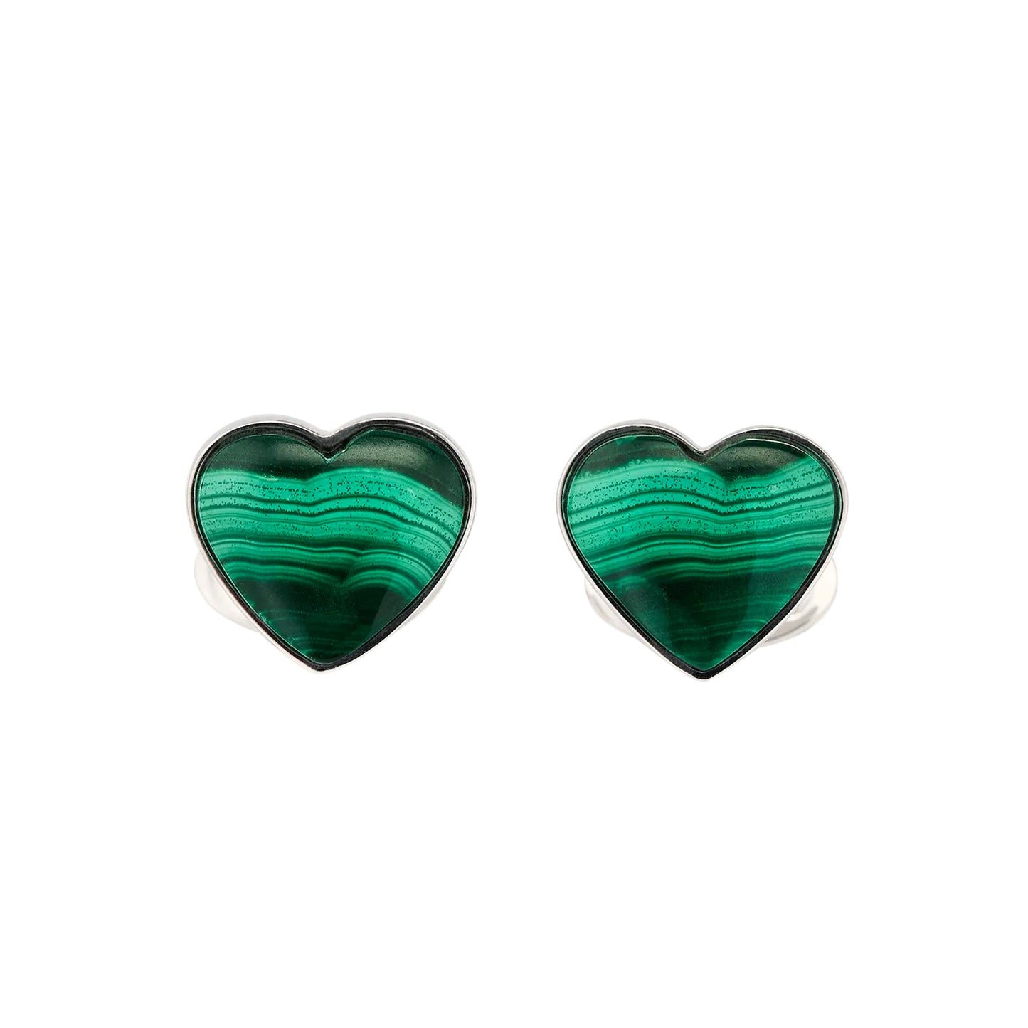 Malachite Heart Sterling Cufflinks