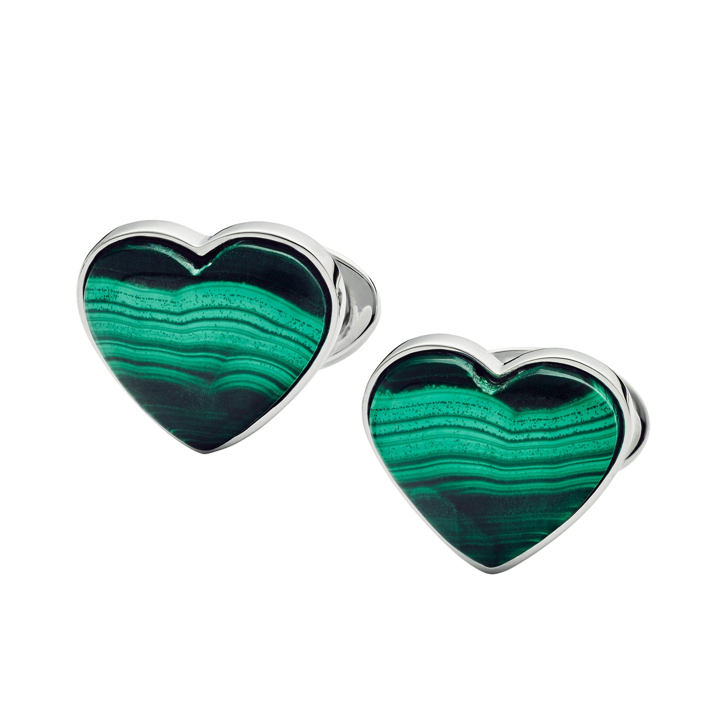 Malachite Heart Sterling Cufflinks