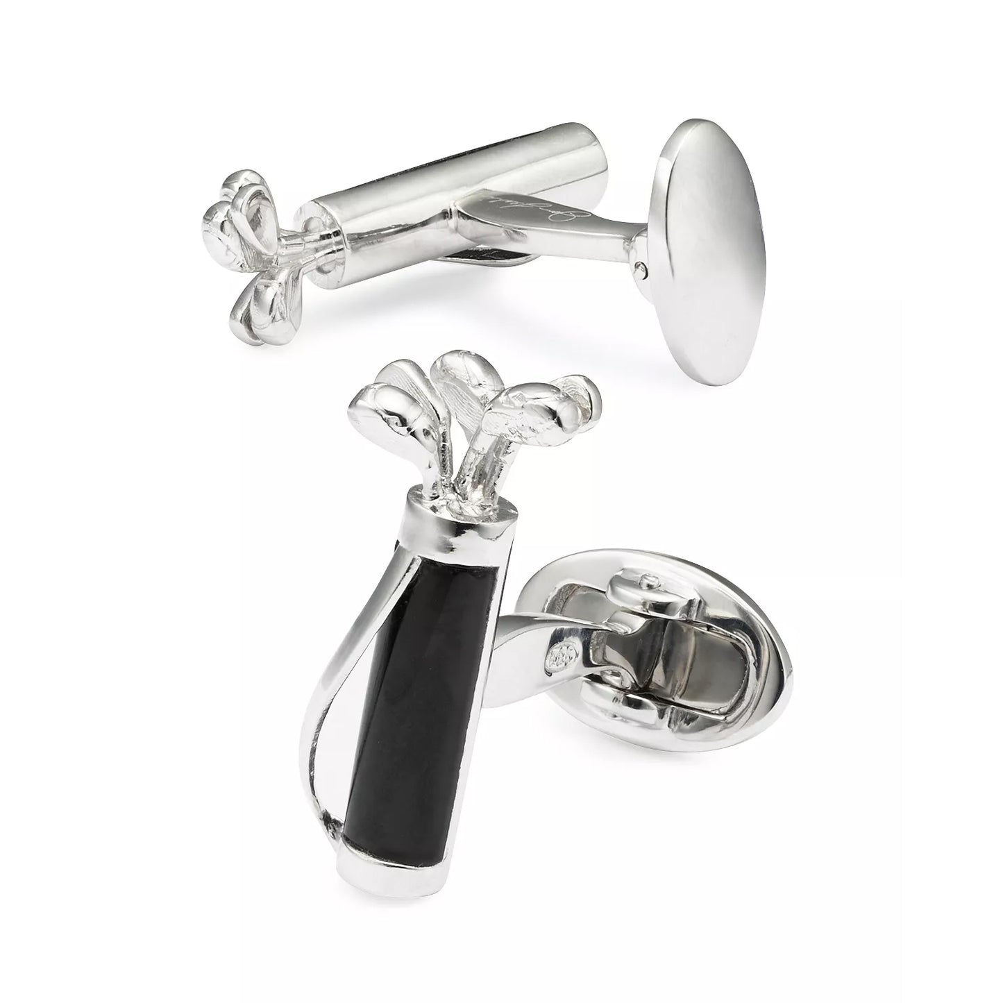 Golf Bag and Clubs Gemstone Sterling Cufflinks