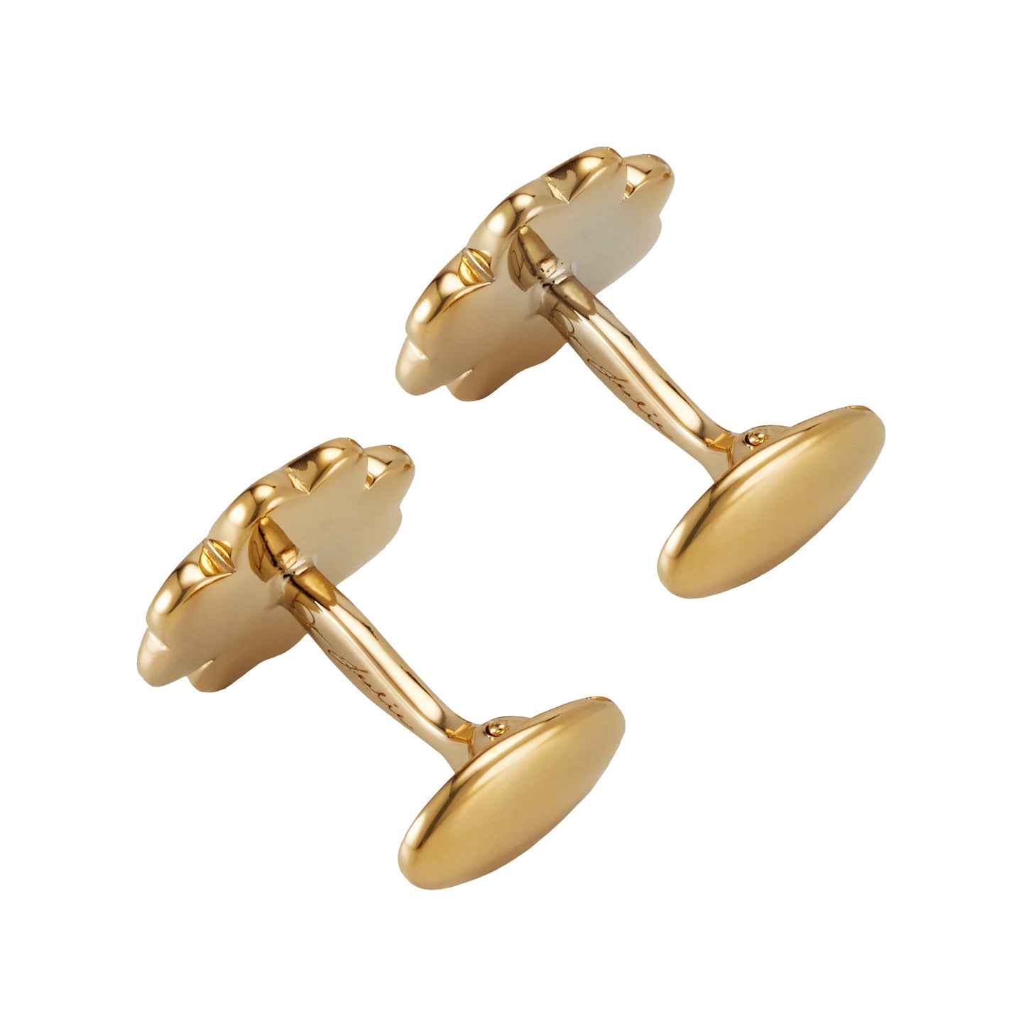 Lucky White Mother of Pearl Four Leaf Clover Gold Vermeil Cufflinks