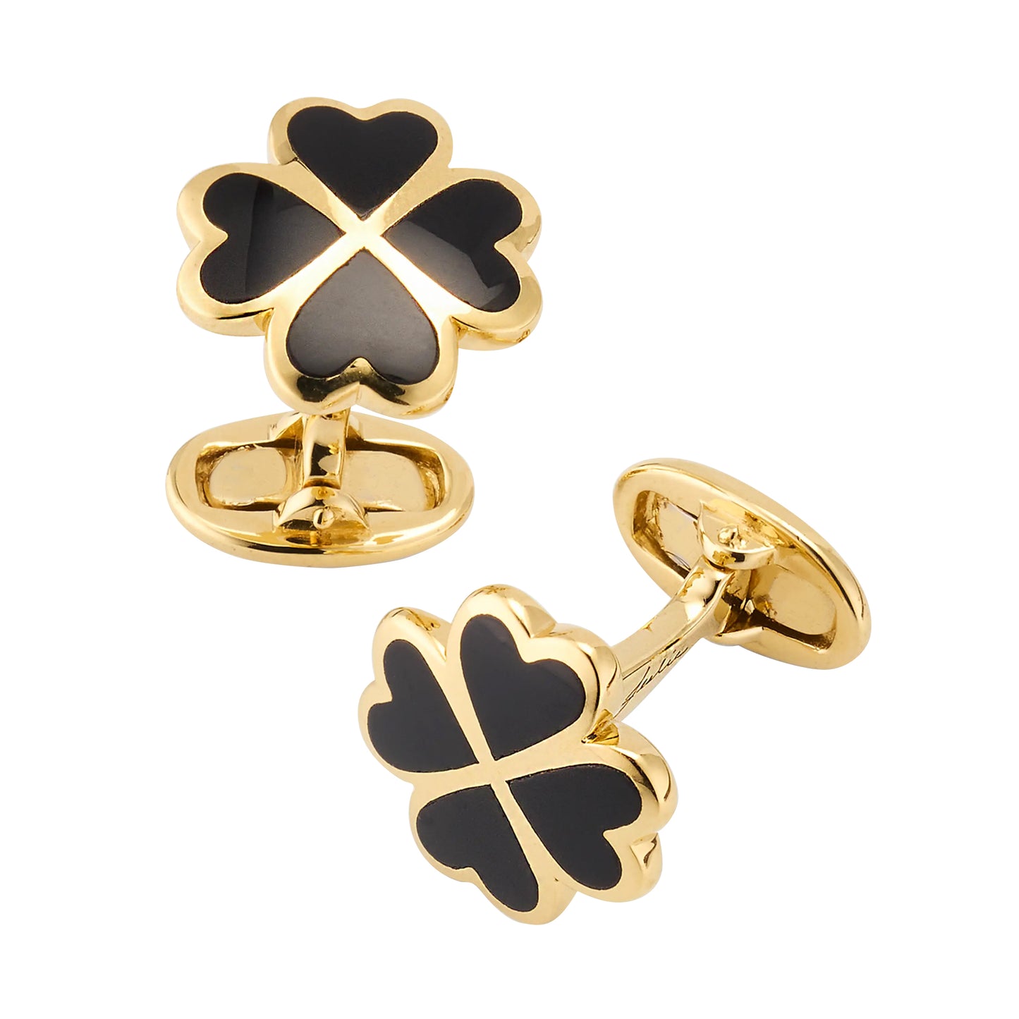 Lucky White Mother of Pearl Four Leaf Clover Gold Vermeil Cufflinks