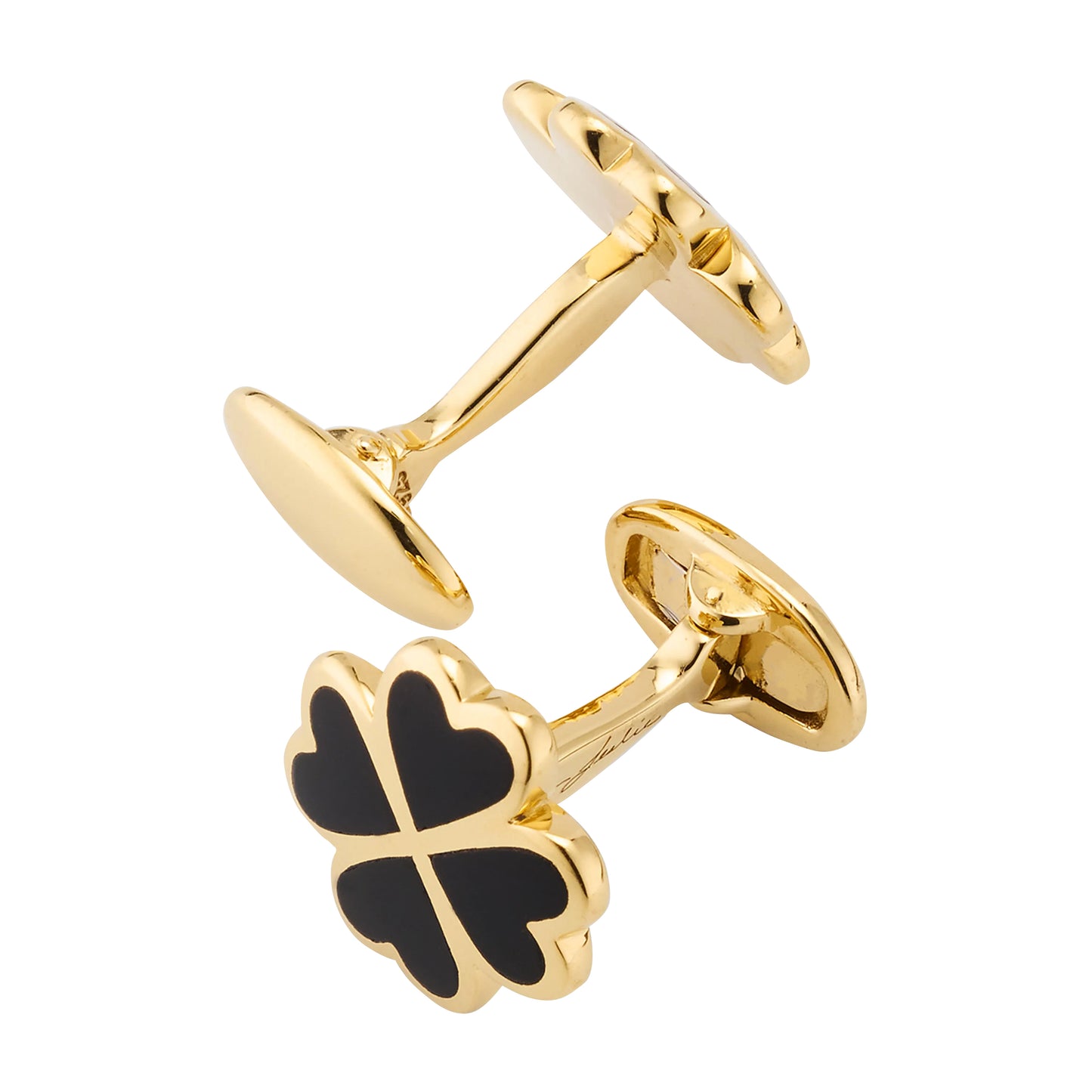 Lucky White Mother of Pearl Four Leaf Clover Gold Vermeil Cufflinks