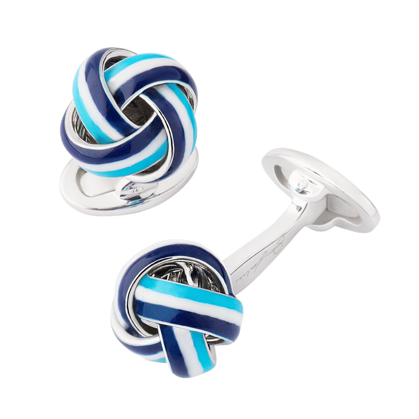 Blue Enamel Knot Sterling Cufflinks