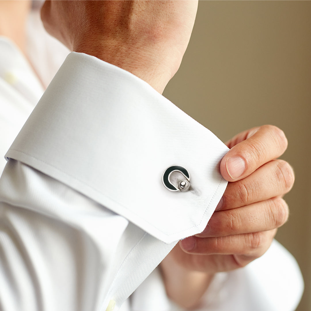 Horseshoe Flip Sterling Black Cufflinks