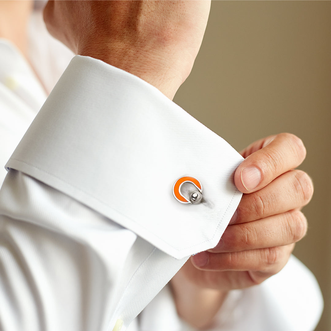 Horseshoe Flip Sterling Orange Cufflinks