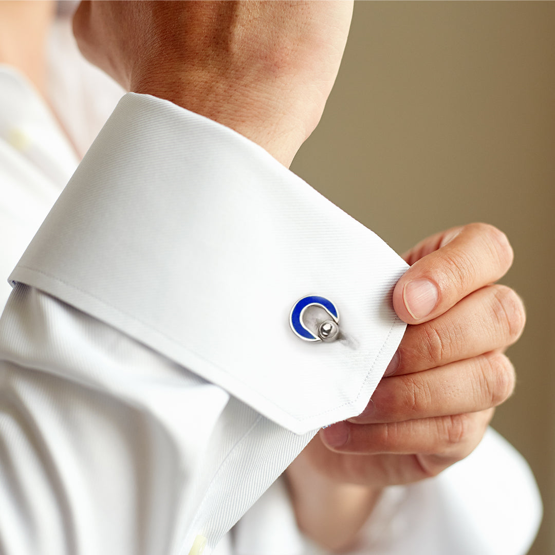 Horseshoe Flip Sterling Blue Cufflinks