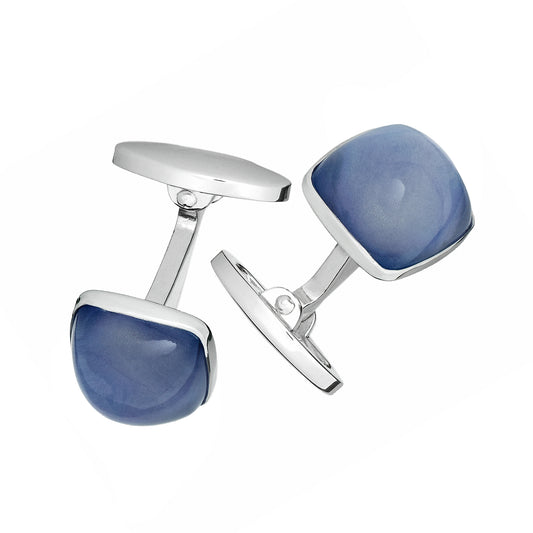 Domed Soft Square (Assorted Colors) Sterling Cufflinks