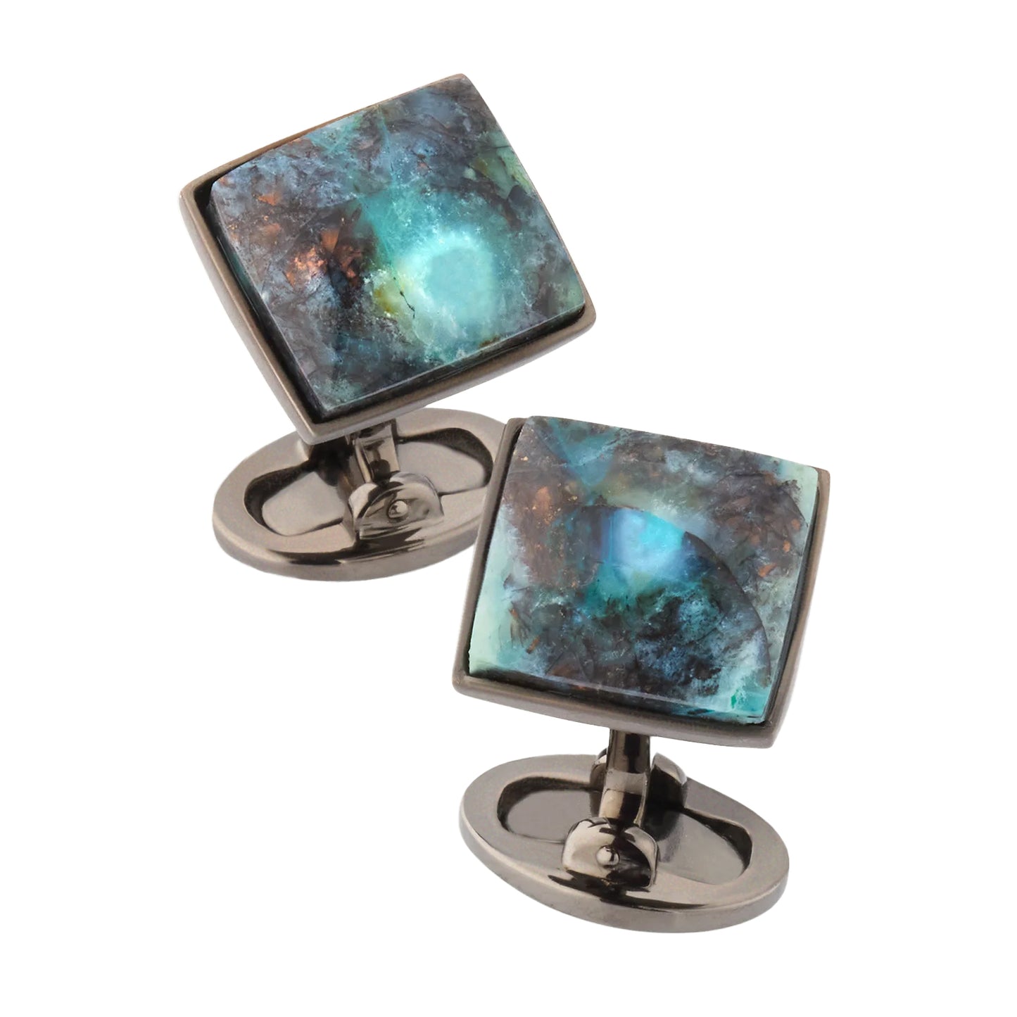 Petrified Wood Black Ruthenium Sterling Cufflinks