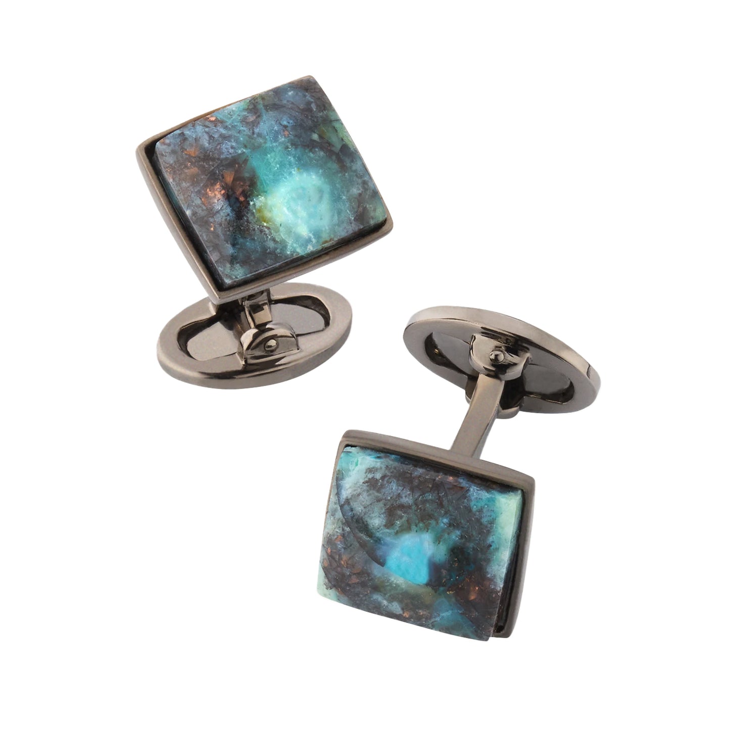 Petrified Wood Black Ruthenium Sterling Cufflinks