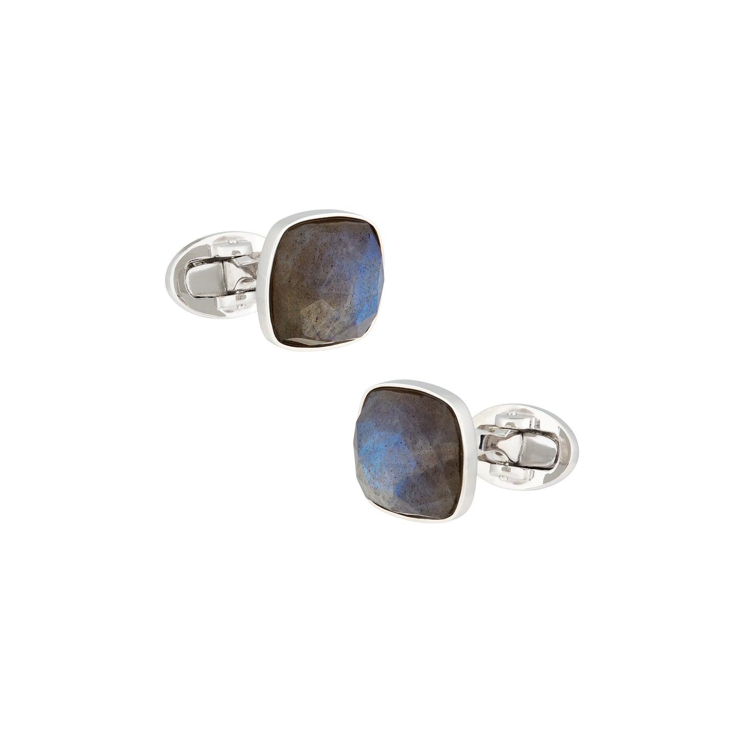 Blue Labradorite Rectangle Sterling Silver Cufflinks